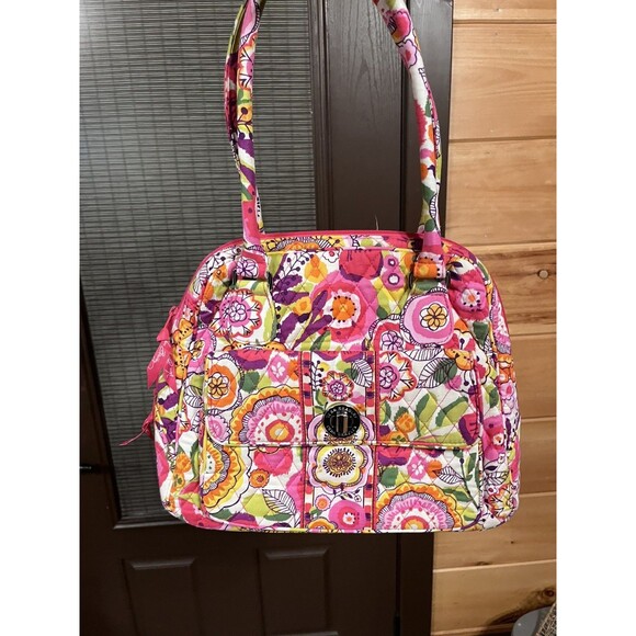 Vera Bradley Handbags - Vera Bradley Turn Lock Satchel Pink Swirls NWOT Retired Floral Handbag 13459